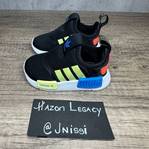 Adidas NMD 360 I [GX8393] Toddler Blk/Neon Yellow/Blue  Sneakers~Size 4K - Picture 1 of 8